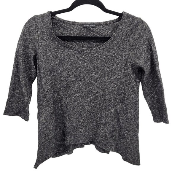 Eileen fisher Womens gray medium sweater wool shark bites hem - Picture 1 of 8